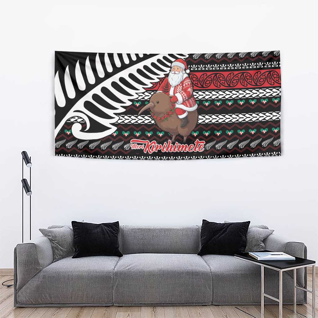 New Zealand Kiwi Santa Christmas Tapestry He Wairua Kirihimete - Polynesian Pride