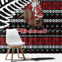 New Zealand Kiwi Santa Christmas Window Curtain He Wairua Kirihimete - Polynesian Pride