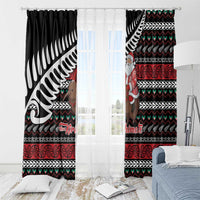 New Zealand Kiwi Santa Christmas Window Curtain He Wairua Kirihimete - Polynesian Pride