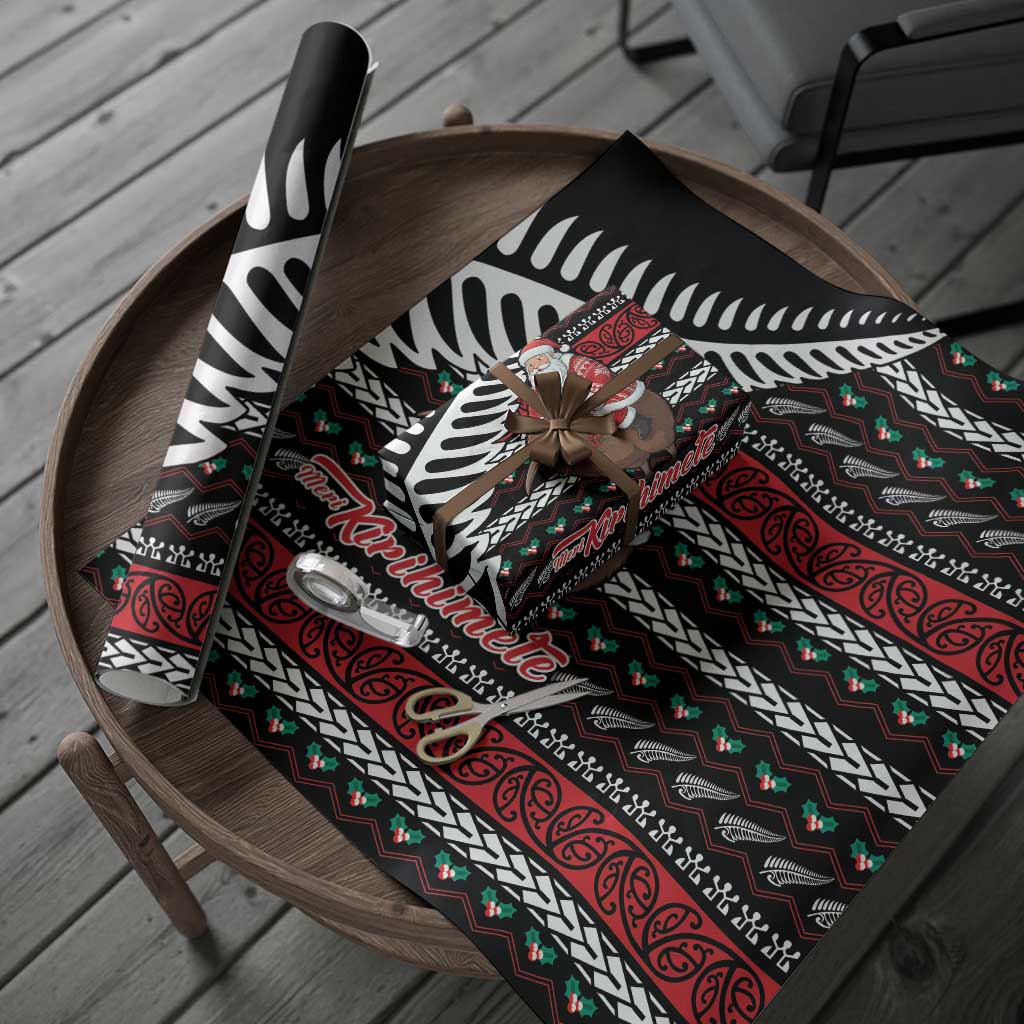 New Zealand Kiwi Santa Christmas Wrapping Paper He Wairua Kirihimete - Polynesian Pride