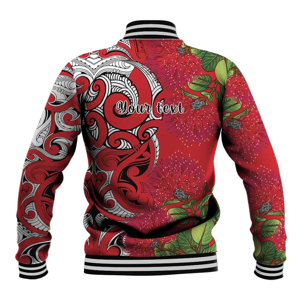 Personalised New Zealand Koru Pohutukawa Baseball Jacket Meri Kirihimete Aroha for Christmas - Polynesian Pride