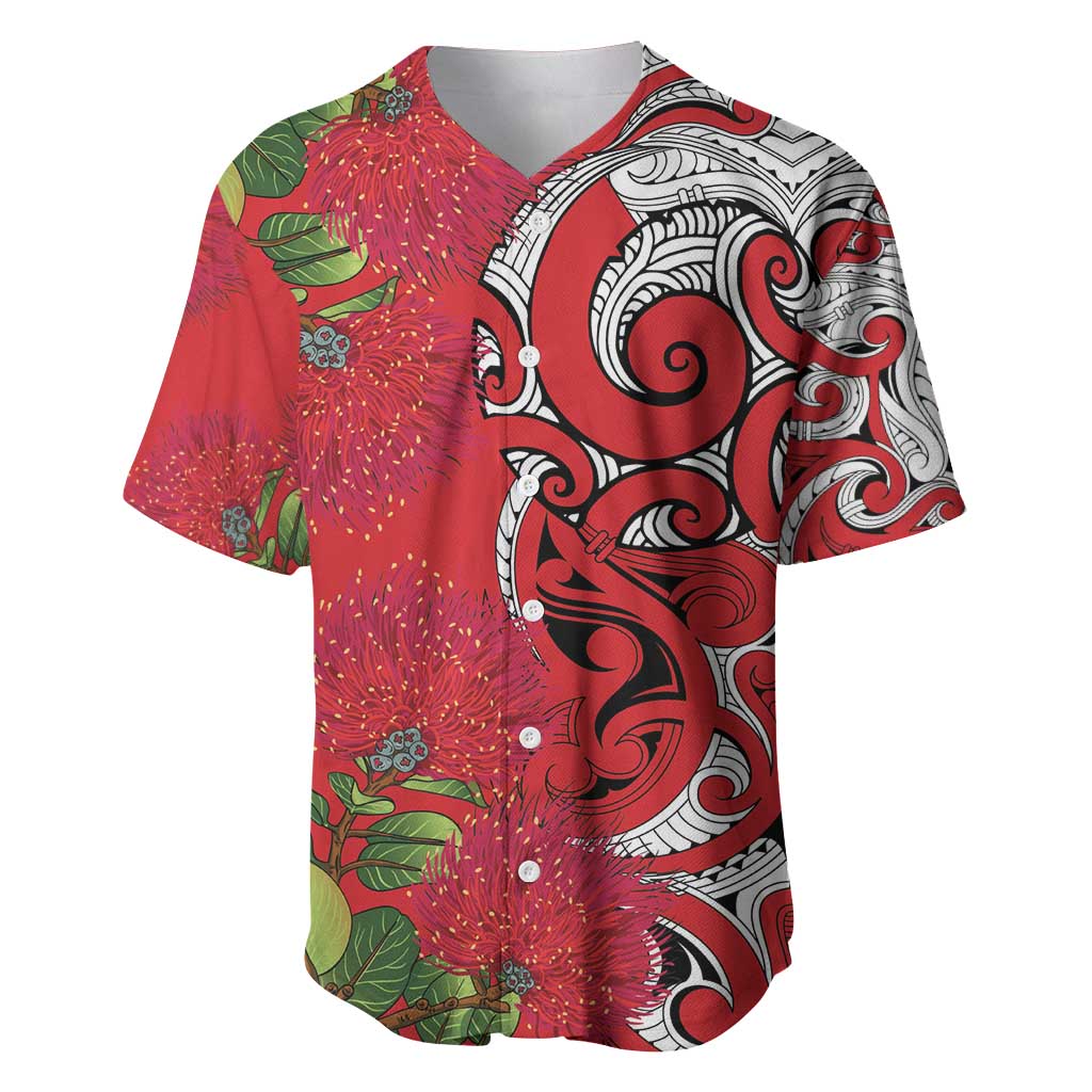 Personalised New Zealand Koru Pohutukawa Baseball Jersey Meri Kirihimete Aroha for Christmas - Polynesian Pride