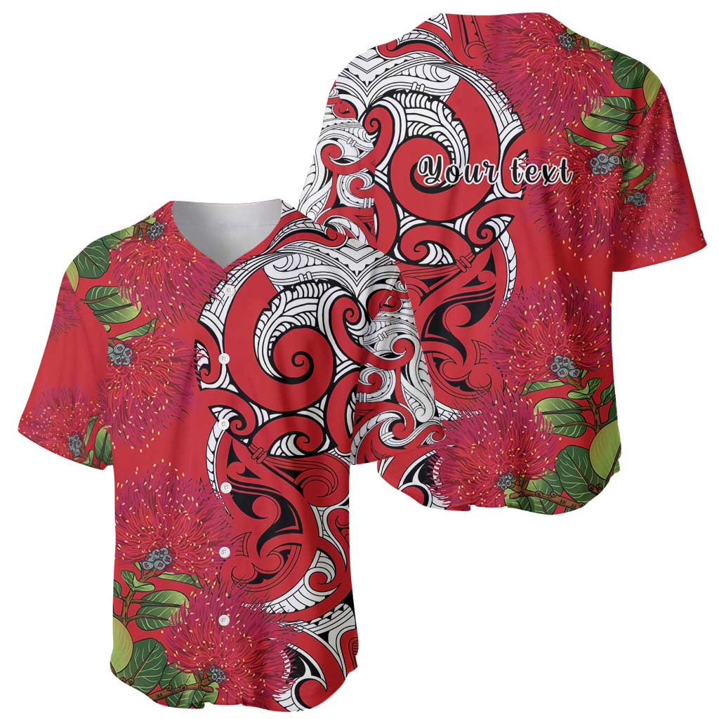 Personalised New Zealand Koru Pohutukawa Baseball Jersey Meri Kirihimete Aroha for Christmas - Polynesian Pride