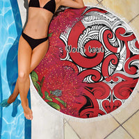 Personalised New Zealand Koru Pohutukawa Beach Blanket Meri Kirihimete Aroha for Christmas - Polynesian Pride