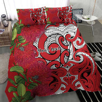 Personalised New Zealand Koru Pohutukawa Bedding Set Meri Kirihimete Aroha for Christmas - Polynesian Pride