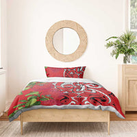 Personalised New Zealand Koru Pohutukawa Bedding Set Meri Kirihimete Aroha for Christmas - Polynesian Pride