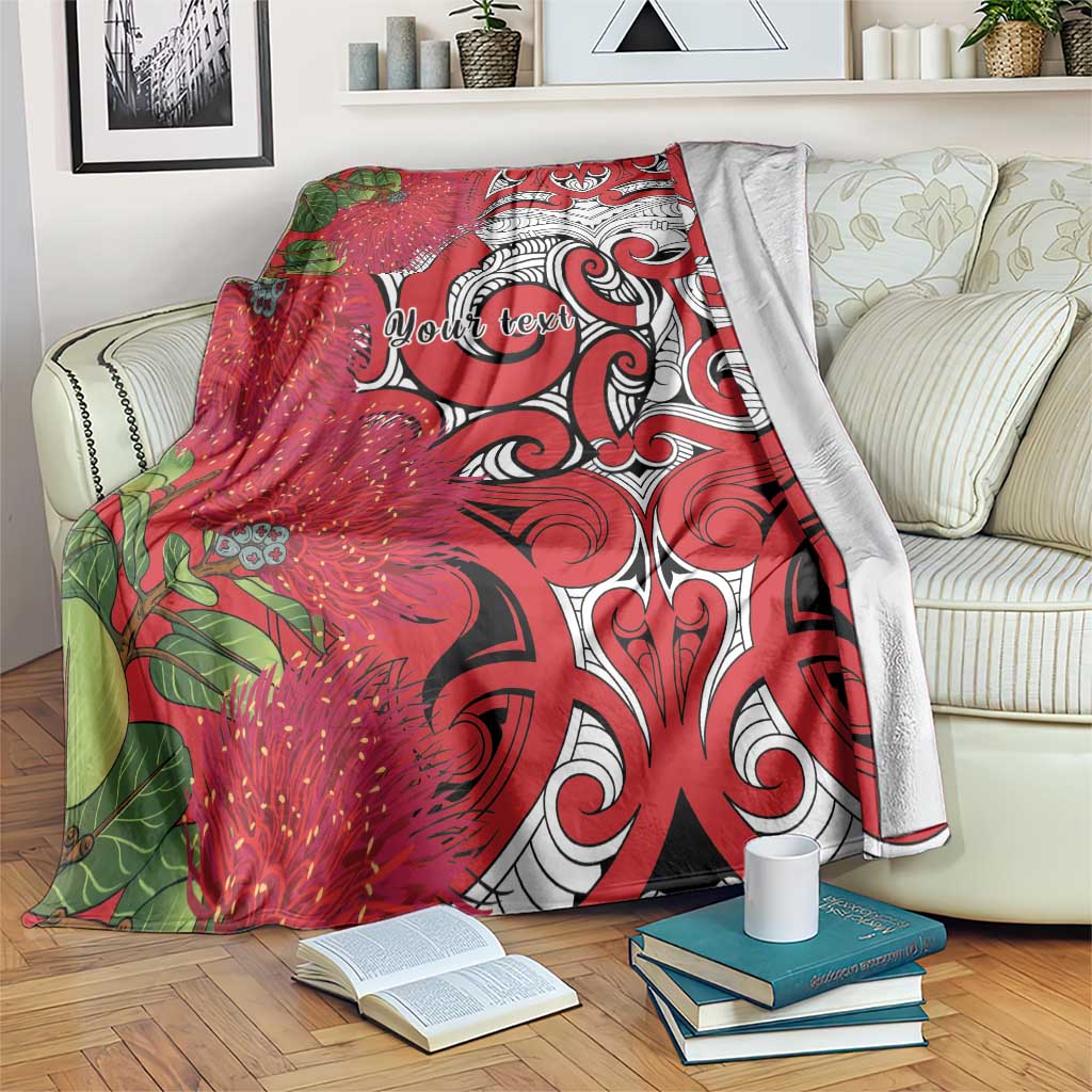 Personalised New Zealand Koru Pohutukawa Blanket Meri Kirihimete Aroha for Christmas - Polynesian Pride