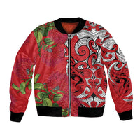 Personalised New Zealand Koru Pohutukawa Bomber Jacket Meri Kirihimete Aroha for Christmas - Polynesian Pride