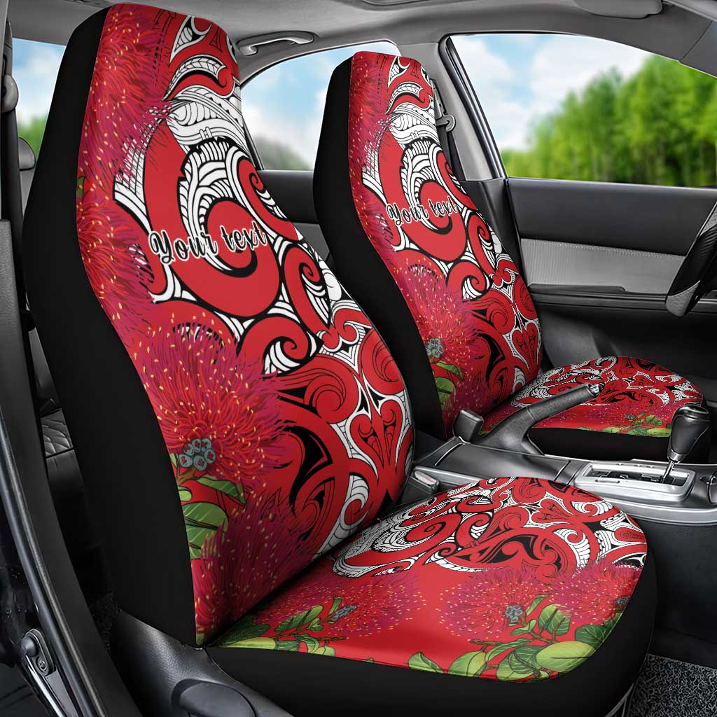 Personalised New Zealand Koru Pohutukawa Car Seat Cover Meri Kirihimete Aroha for Christmas - Polynesian Pride