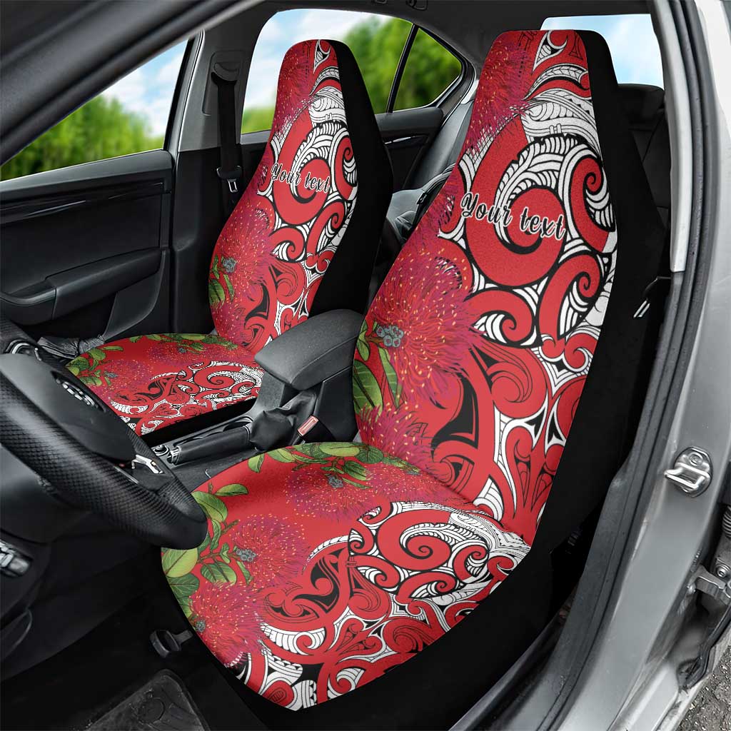 Personalised New Zealand Koru Pohutukawa Car Seat Cover Meri Kirihimete Aroha for Christmas - Polynesian Pride