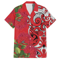 Personalised New Zealand Koru Pohutukawa Family Matching Off Shoulder Short Dress and Hawaiian Shirt Meri Kirihimete Aroha for Christmas - Polynesian Pride