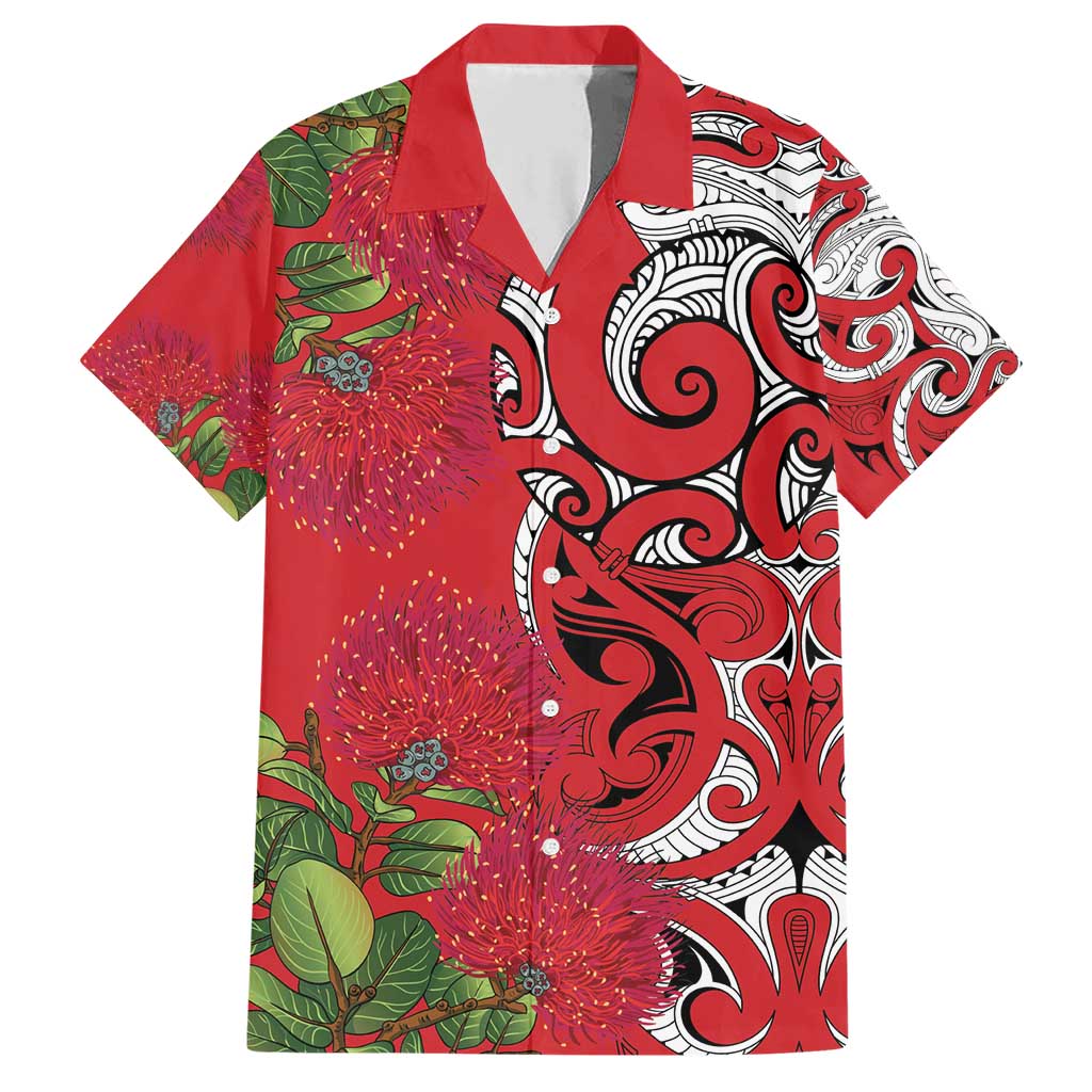 Personalised New Zealand Koru Pohutukawa Family Matching Short Sleeve Bodycon Dress and Hawaiian Shirt Meri Kirihimete Aroha for Christmas - Polynesian Pride