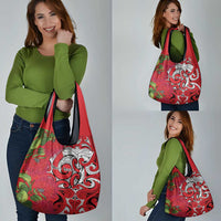 Personalised New Zealand Koru Pohutukawa Grocery Bag Meri Kirihimete Aroha for Christmas - Polynesian Pride