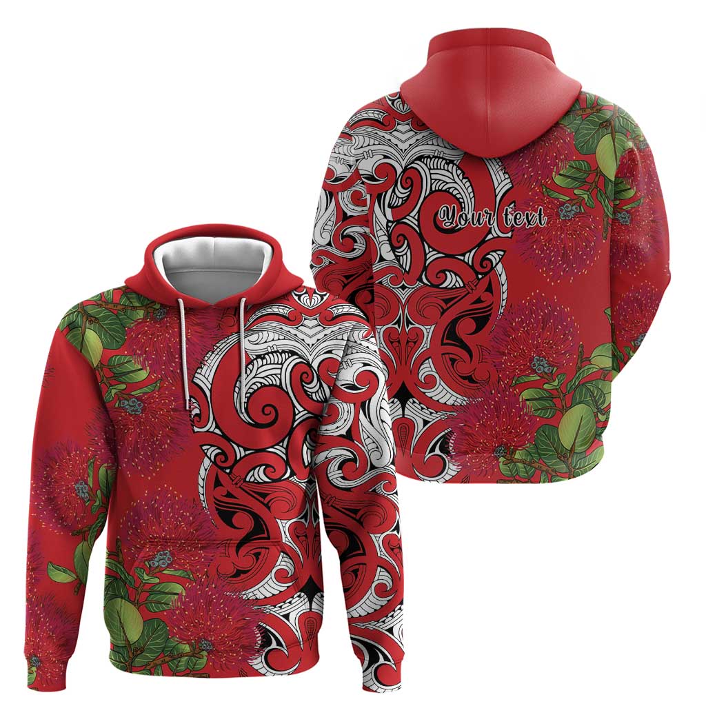 Personalised New Zealand Koru Pohutukawa Hoodie Meri Kirihimete Aroha for Christmas - Polynesian Pride