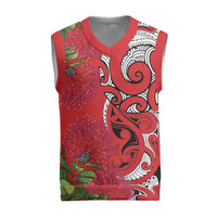 Personalised New Zealand Koru Pohutukawa Christmas Knitted V-Neck Vest Meri Kirihimete Aroha for Christmas - Polynesian Pride