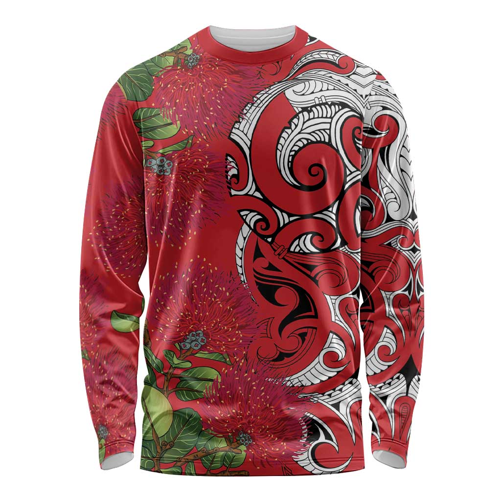Personalised New Zealand Koru Pohutukawa Long Sleeve Shirt Meri Kirihimete Aroha for Christmas - Polynesian Pride