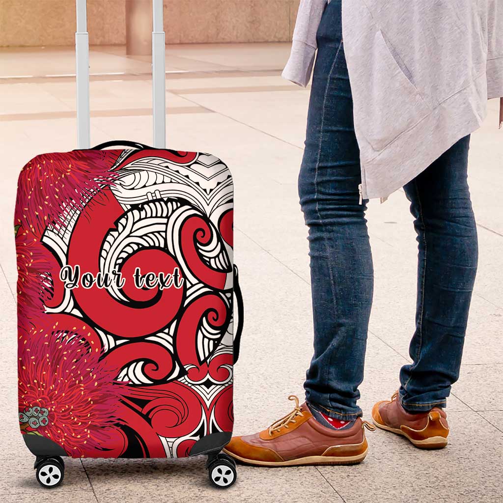 Personalised New Zealand Koru Pohutukawa Luggage Cover Meri Kirihimete Aroha for Christmas - Polynesian Pride