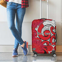 Personalised New Zealand Koru Pohutukawa Luggage Cover Meri Kirihimete Aroha for Christmas - Polynesian Pride