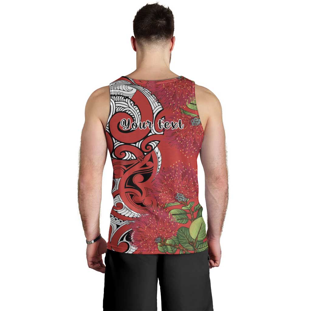 Personalised New Zealand Koru Pohutukawa Men Tank Top Meri Kirihimete Aroha for Christmas - Polynesian Pride