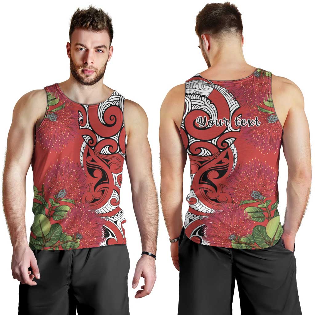 Personalised New Zealand Koru Pohutukawa Men Tank Top Meri Kirihimete Aroha for Christmas - Polynesian Pride