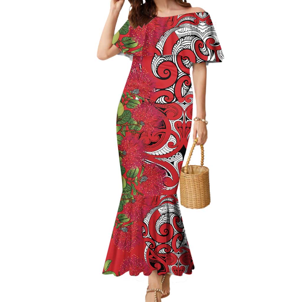 Personalised New Zealand Koru Pohutukawa Mermaid Dress Meri Kirihimete Aroha for Christmas - Polynesian Pride