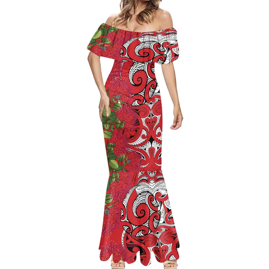 Personalised New Zealand Koru Pohutukawa Mermaid Dress Meri Kirihimete Aroha for Christmas - Polynesian Pride