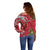 Personalised New Zealand Koru Pohutukawa Off Shoulder Sweater Meri Kirihimete Aroha for Christmas - Polynesian Pride