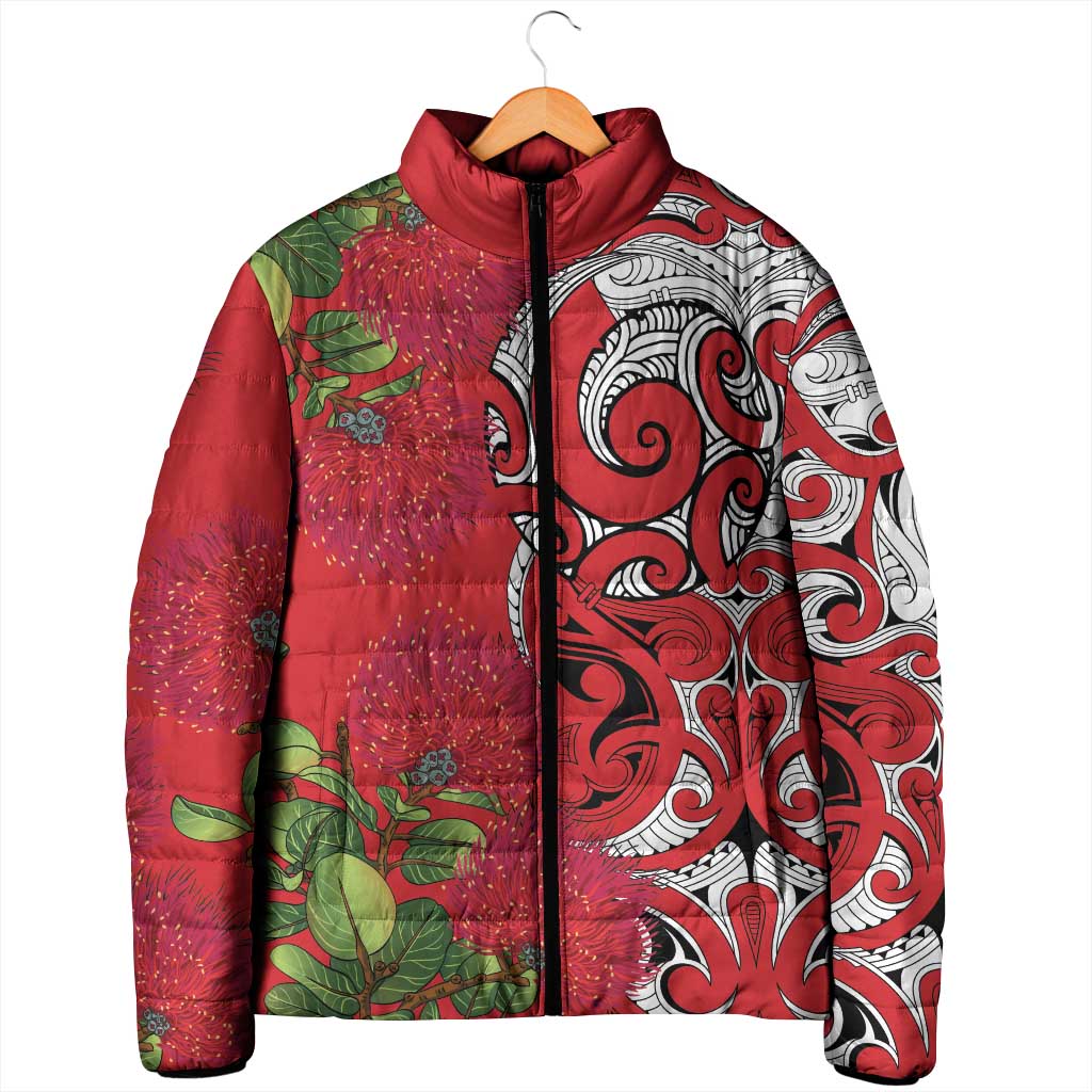 Personalised New Zealand Koru Pohutukawa Padded Jacket Meri Kirihimete Aroha for Christmas - Polynesian Pride
