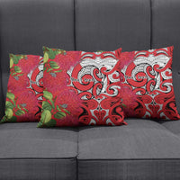 Personalised New Zealand Koru Pohutukawa Pillow Cover Meri Kirihimete Aroha for Christmas - Polynesian Pride