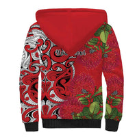Personalised New Zealand Koru Pohutukawa Sherpa Hoodie Meri Kirihimete Aroha for Christmas - Polynesian Pride