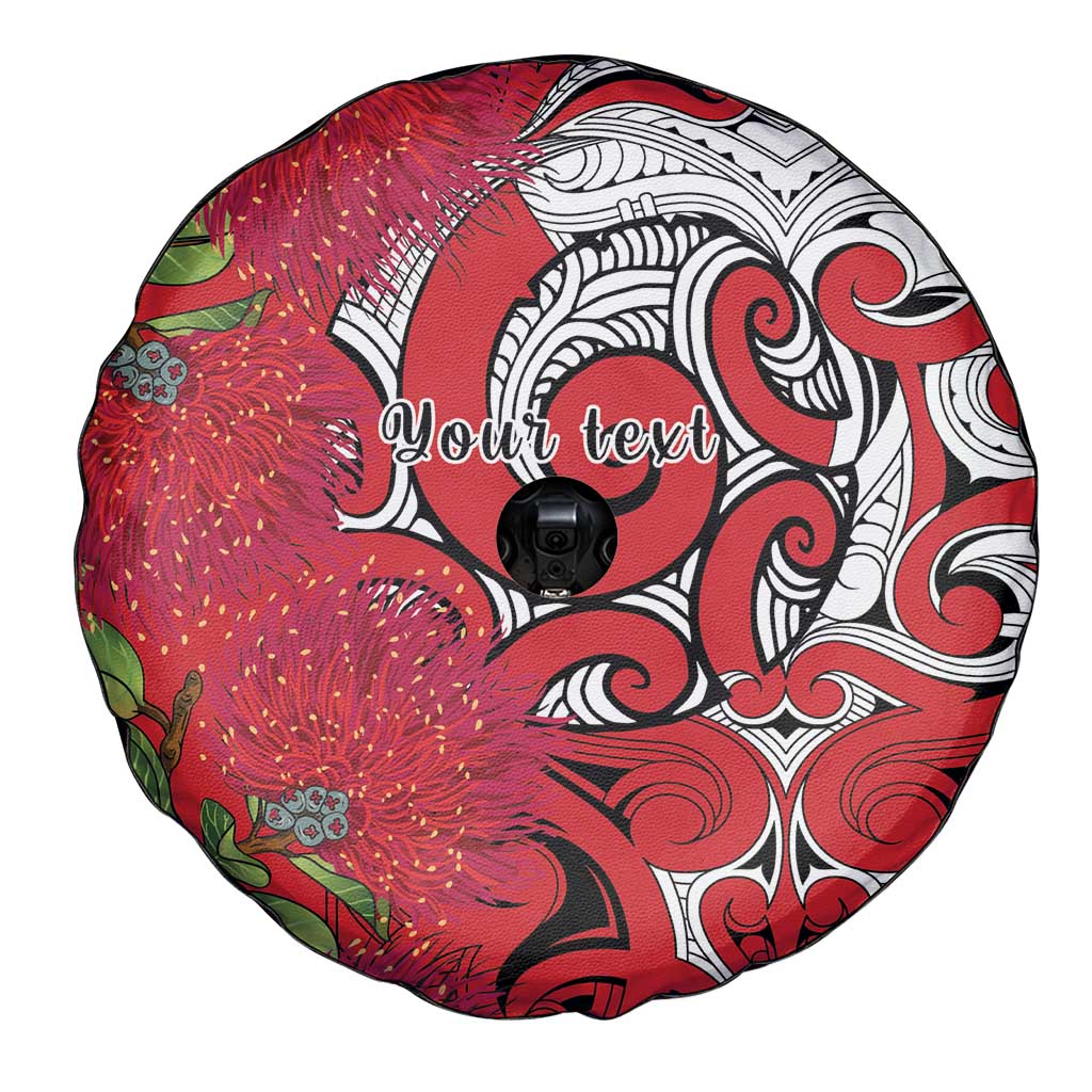 Personalised New Zealand Koru Pohutukawa Spare Tire Cover Meri Kirihimete Aroha for Christmas - Polynesian Pride