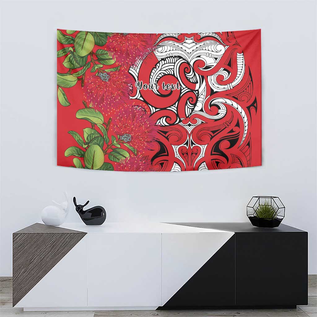 Personalised New Zealand Koru Pohutukawa Tapestry Meri Kirihimete Aroha for Christmas - Polynesian Pride