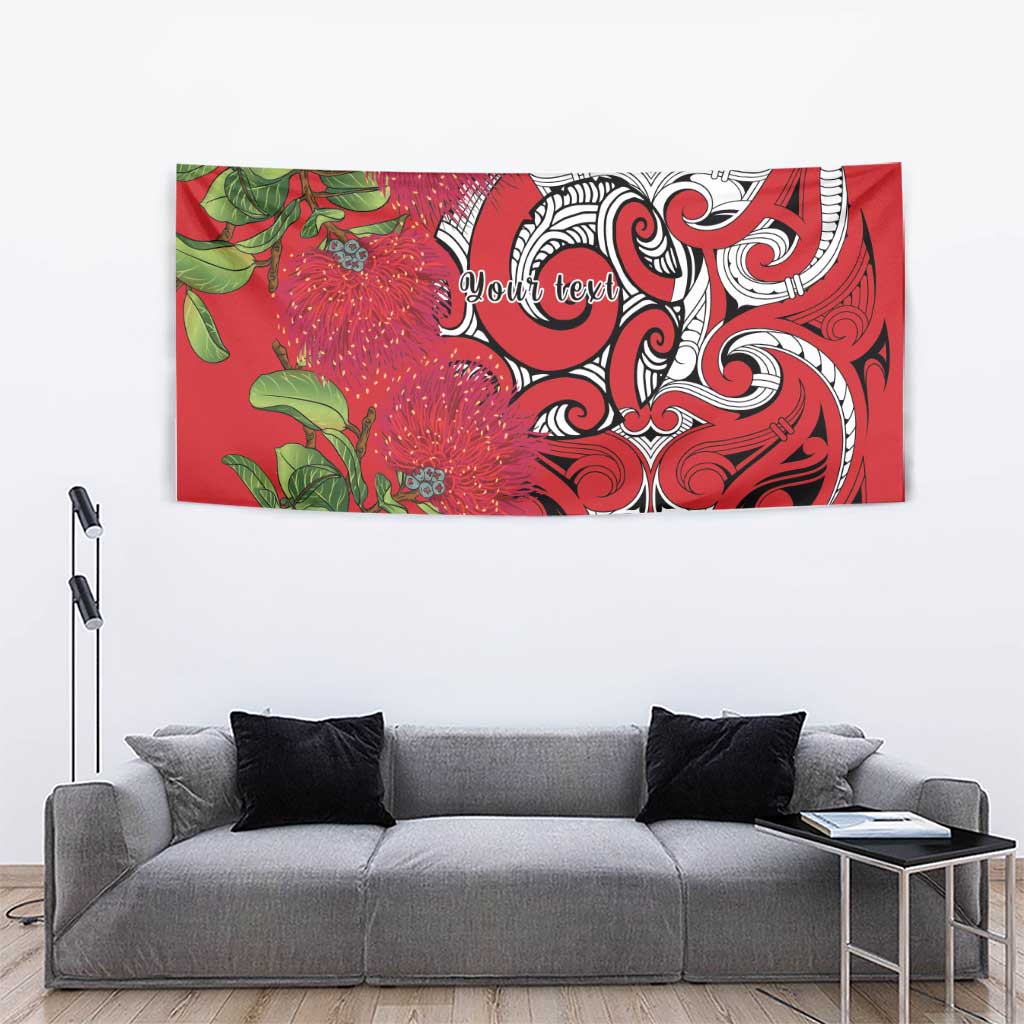 Personalised New Zealand Koru Pohutukawa Tapestry Meri Kirihimete Aroha for Christmas - Polynesian Pride