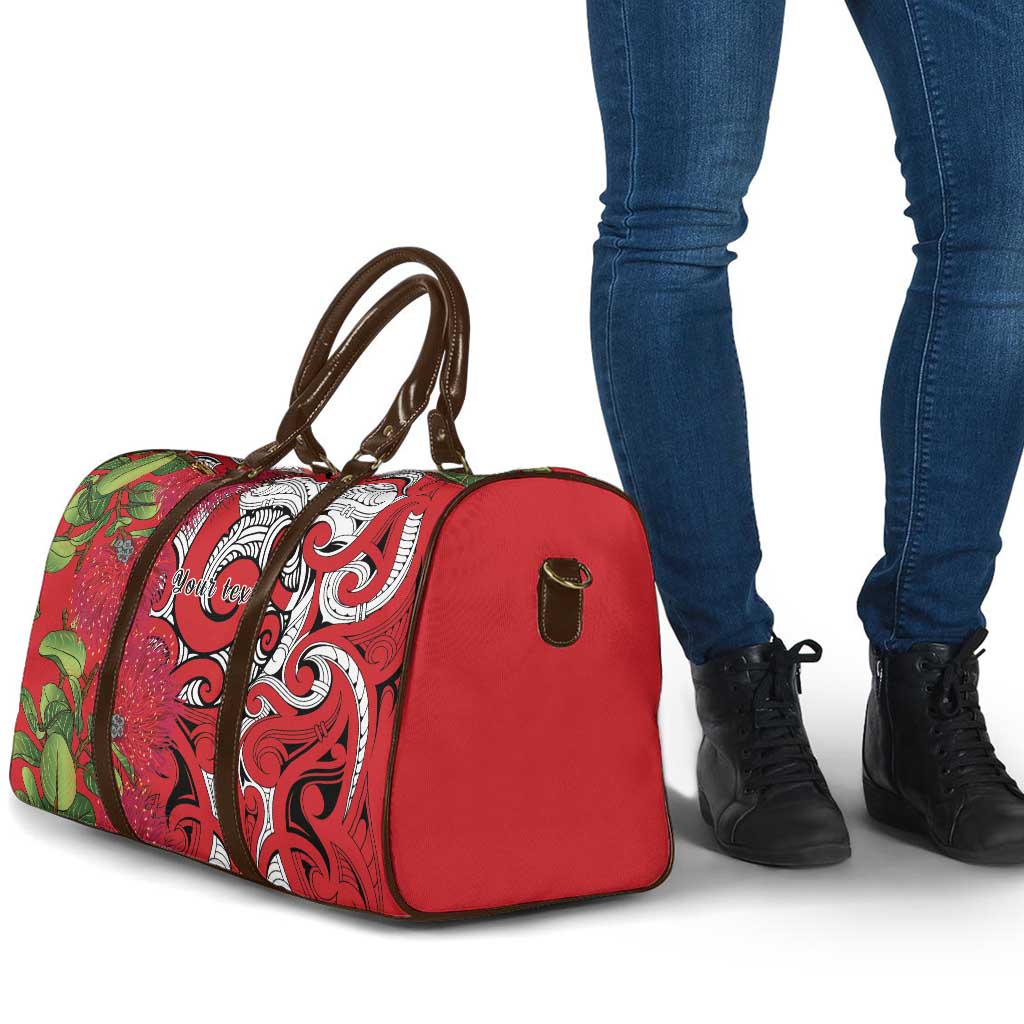 Personalised New Zealand Koru Pohutukawa Travel Bag Meri Kirihimete Aroha for Christmas - Polynesian Pride