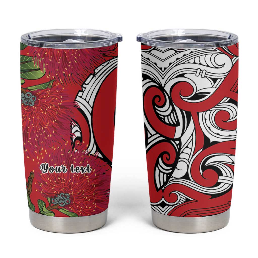 Personalised New Zealand Koru Pohutukawa Tumbler Cup Meri Kirihimete Aroha for Christmas - Polynesian Pride