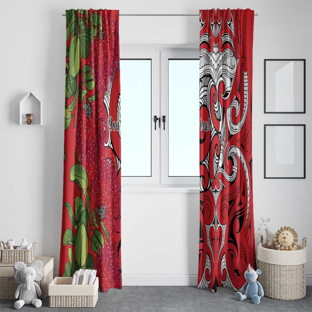 Personalised New Zealand Koru Pohutukawa Window Curtain Meri Kirihimete Aroha for Christmas - Polynesian Pride