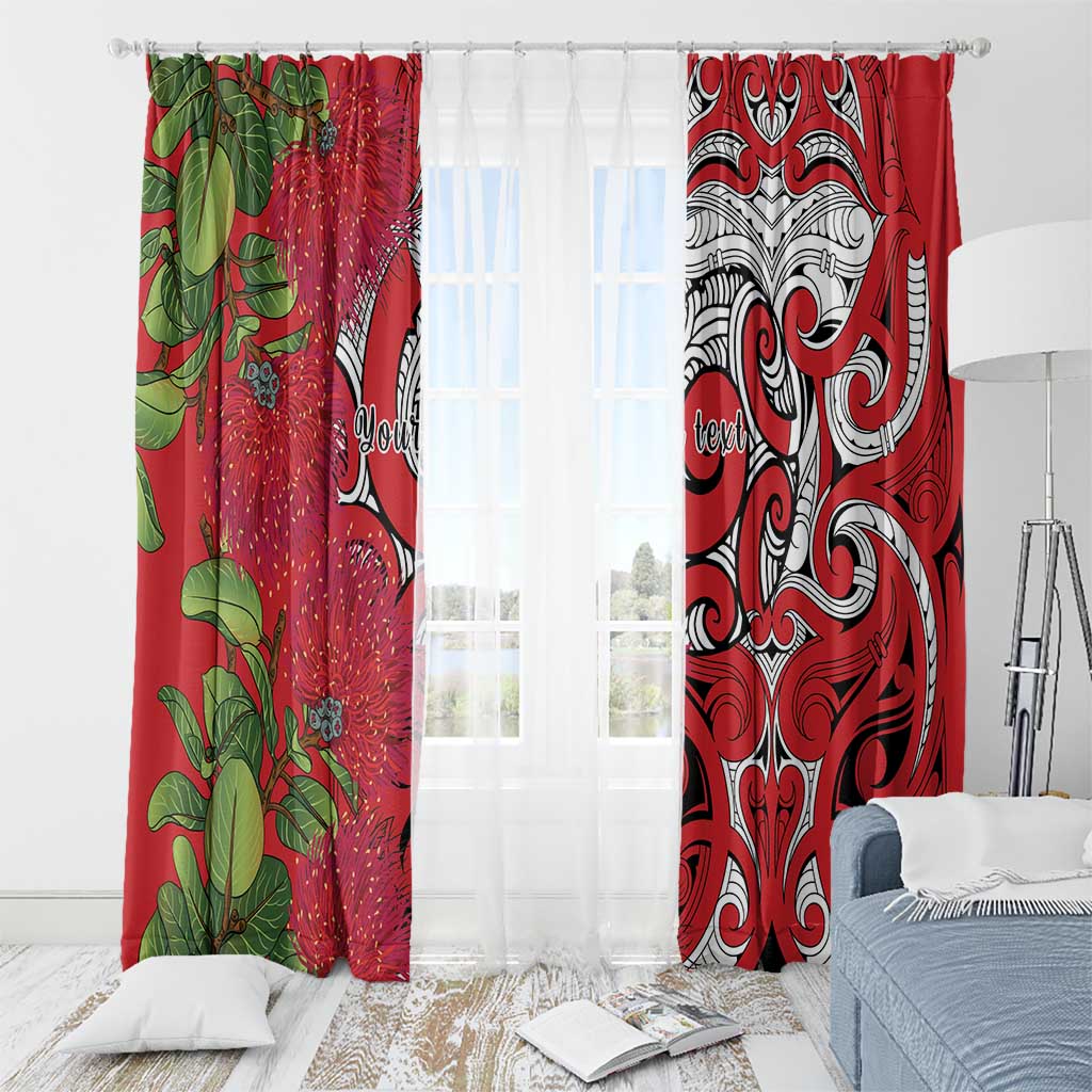 Personalised New Zealand Koru Pohutukawa Window Curtain Meri Kirihimete Aroha for Christmas - Polynesian Pride