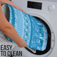 Hawaiian Hibiscus Honu Bathroom Set Blue Mele Kalikimaka Palaka Spirit - Polynesian Pride