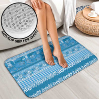 Hawaiian Hibiscus Honu Bathroom Set Blue Mele Kalikimaka Palaka Spirit - Polynesian Pride