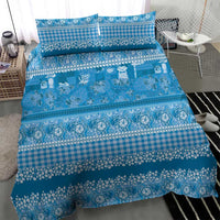Hawaiian Hibiscus Honu Bedding Set Blue Mele Kalikimaka Palaka Spirit - Polynesian Pride