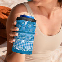 Hawaiian Hibiscus Honu 4 in 1 Can Cooler Tumbler Blue Mele Kalikimaka Palaka Spirit - Polynesian Pride