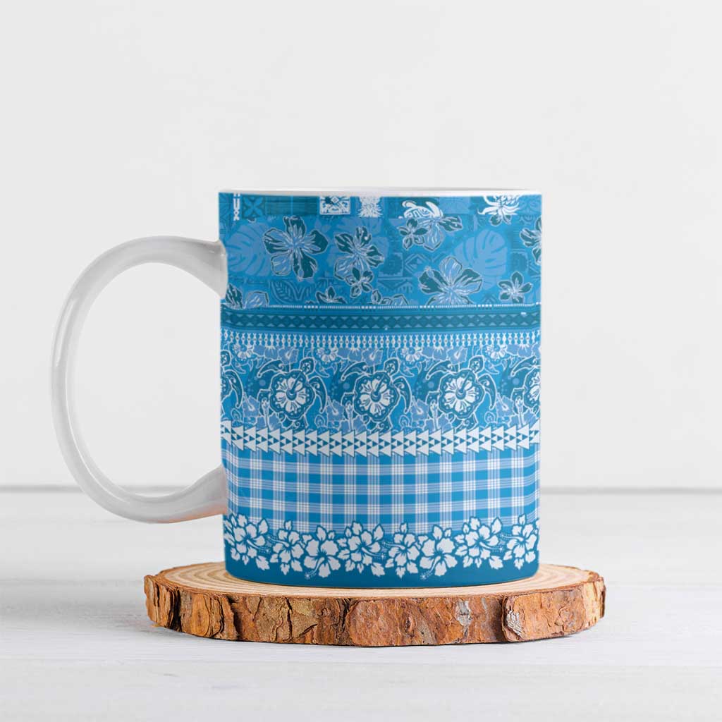 Hawaiian Hibiscus Honu Ceramic Mug Blue Mele Kalikimaka Palaka Spirit - Polynesian Pride