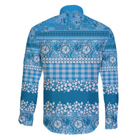 Hawaiian Hibiscus Honu Family Matching Long Sleeve Bodycon Dress and Hawaiian Shirt Blue Mele Kalikimaka Palaka Spirit - Polynesian Pride