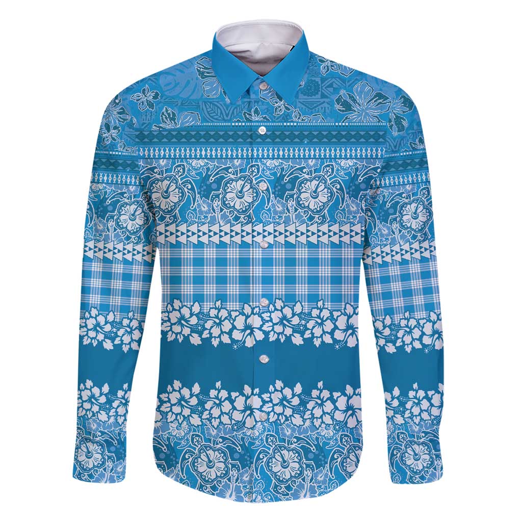 Hawaiian Hibiscus Honu Family Matching Mermaid Dress and Hawaiian Shirt Blue Mele Kalikimaka Palaka Spirit - Polynesian Pride