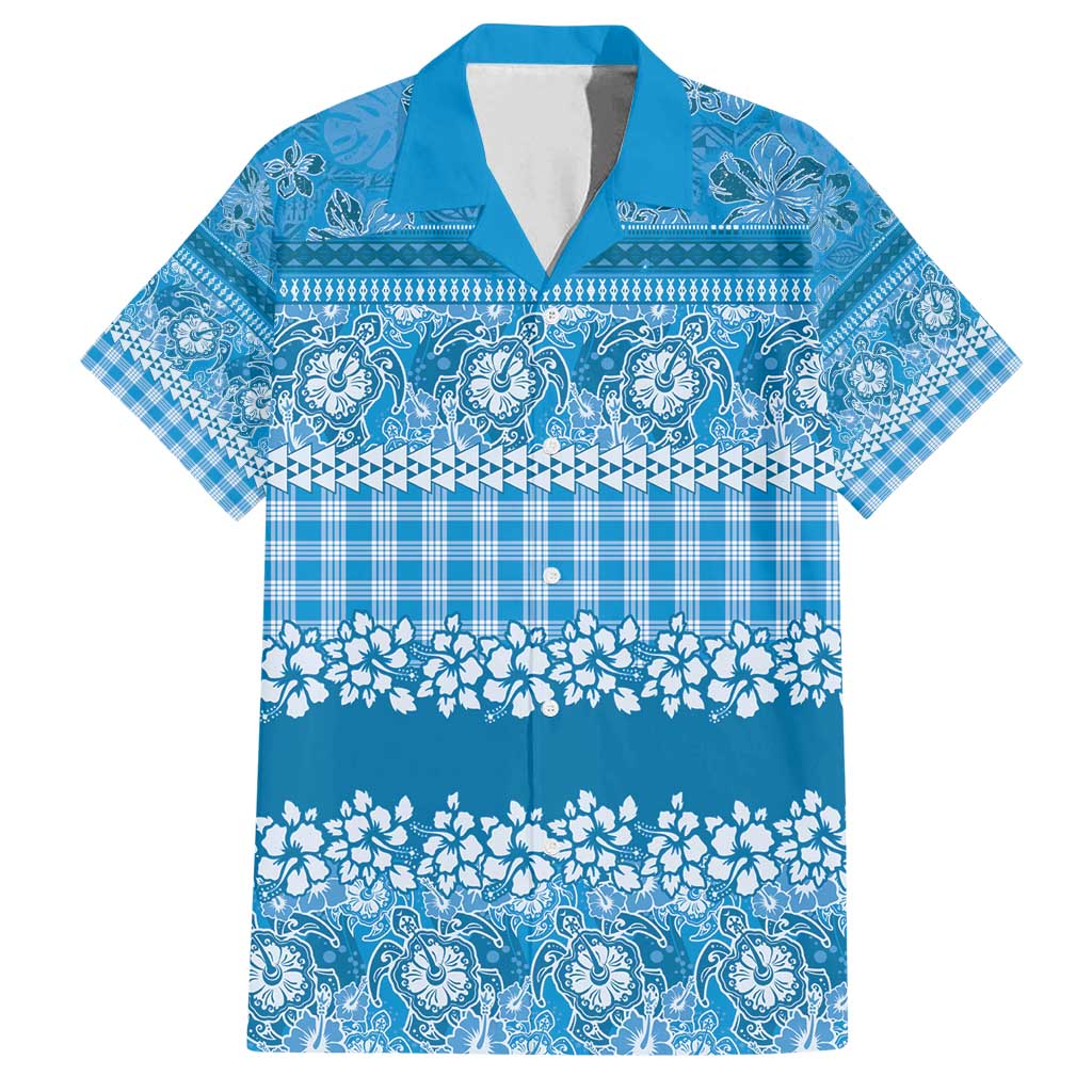 Hawaiian Hibiscus Honu Family Matching Puletasi and Hawaiian Shirt Blue Mele Kalikimaka Palaka Spirit - Polynesian Pride