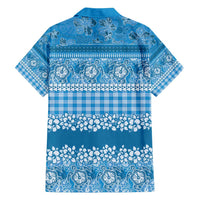 Hawaiian Hibiscus Honu Family Matching Summer Maxi Dress and Hawaiian Shirt Blue Mele Kalikimaka Palaka Spirit - Polynesian Pride