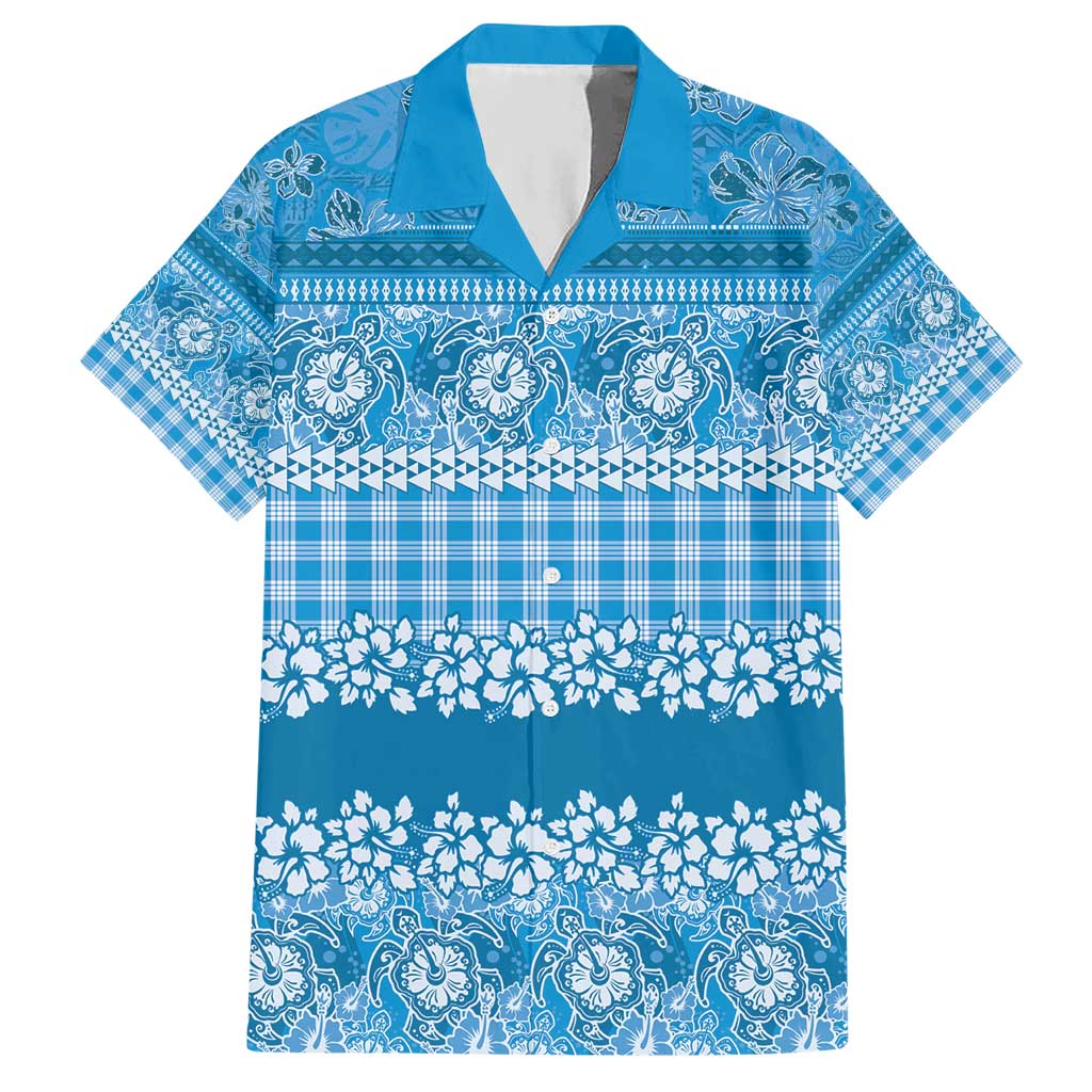Hawaiian Hibiscus Honu Hawaiian Shirt Blue Mele Kalikimaka Palaka Spirit - Polynesian Pride