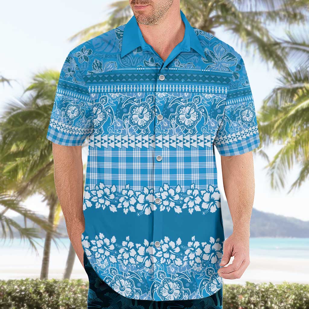 Hawaiian Hibiscus Honu Hawaiian Shirt Blue Mele Kalikimaka Palaka Spirit - Polynesian Pride