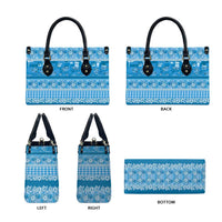 Hawaiian Hibiscus Honu Leather Bag Blue Mele Kalikimaka Palaka Spirit - Polynesian Pride