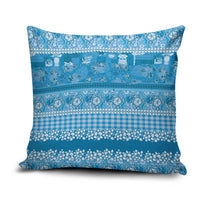 Hawaiian Hibiscus Honu Pillow Cover Blue Mele Kalikimaka Palaka Spirit - Polynesian Pride